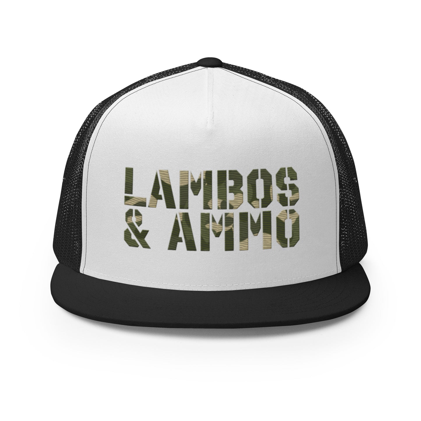 LAMBOS & AMMO Camo Yupoong 6006 Flat Bill Trucker Hat